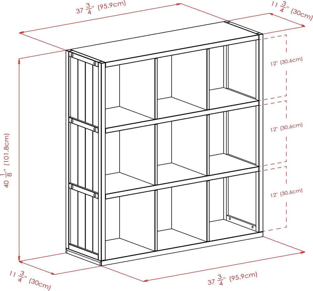 Winsome Timothy 7-Pc 3x3 Storage Shelf with 6 Foldable Woven Fiber Baskets, B...