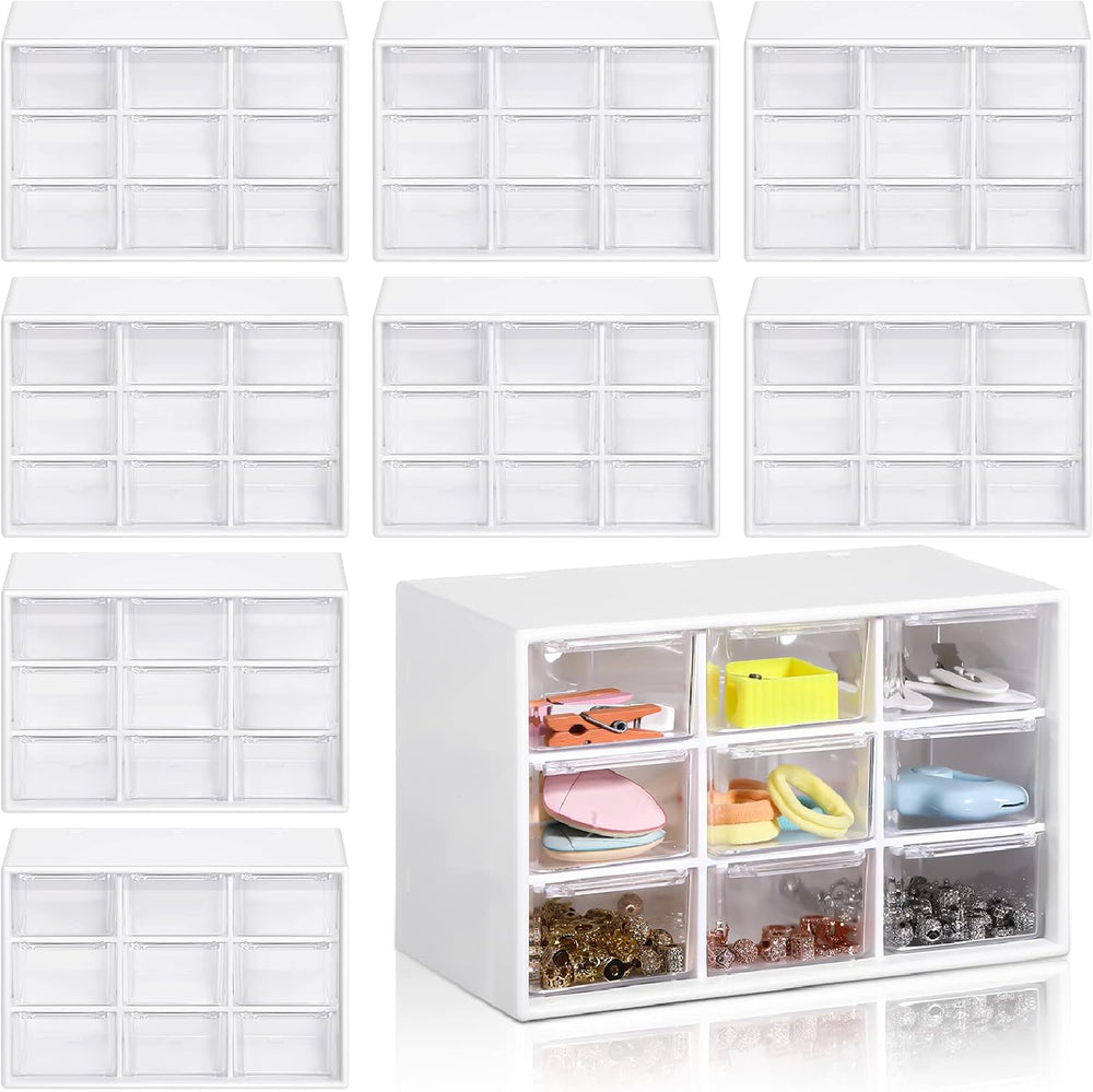 Rtteri 9 Pieces Mini Drawer Organizer Plastic Desktop Storage Box, White