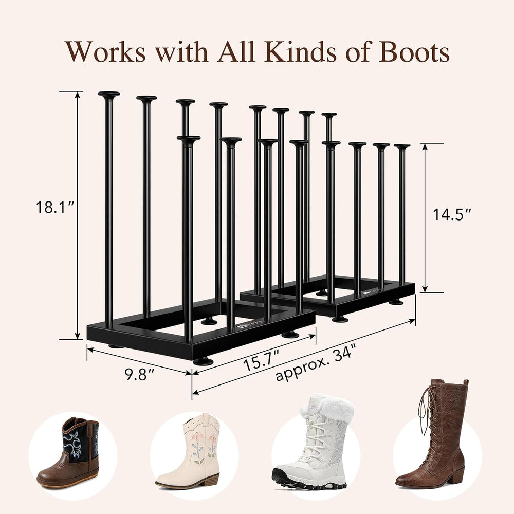 Boot Rack,Metal Free Standing Boot Storage Organizer, 8 Pairs,Black