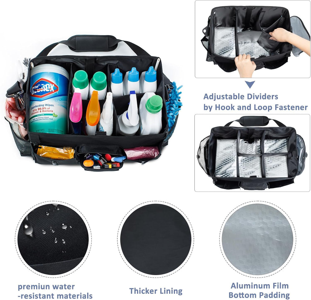 Cleaning Caddy for Cleaning Supplies,Large Cleaning Bag with Shoulder Strap