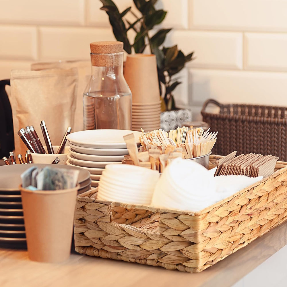 Reallnaive Set of 6 Water Hyacinth Pantry Storage Baskets Wicker Storage Bask...