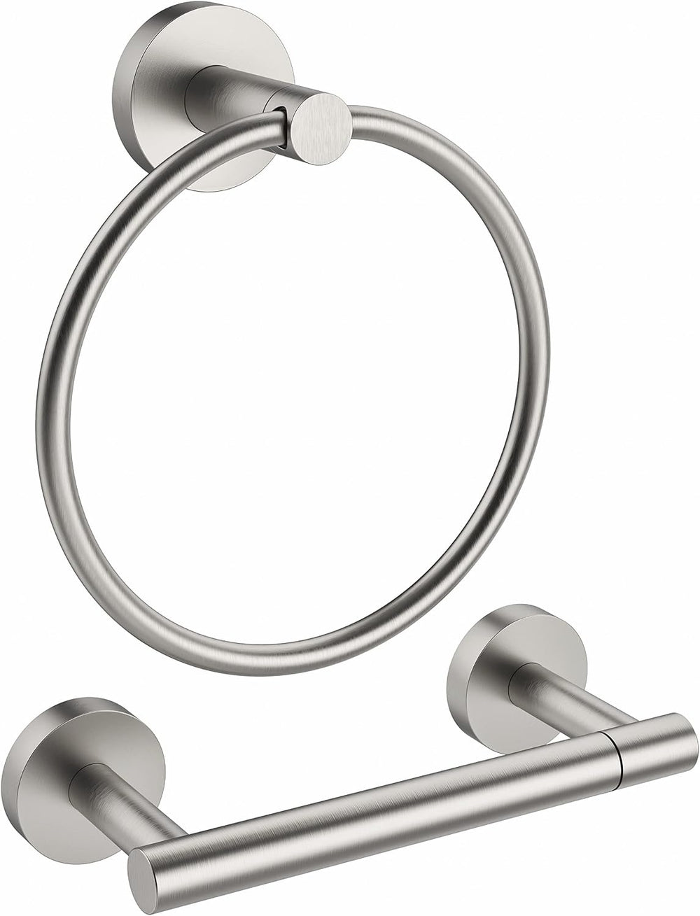 Brushed Toilet Paper Holder & Towel Ring SUS304 Stainless Steel 2pc Bathr...