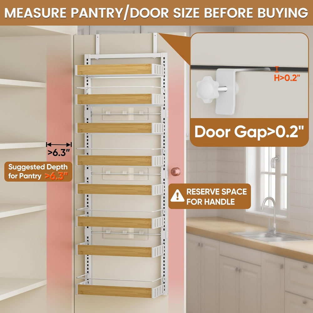 POKIPO 8 Tier Over The Door Pantry Organizer, 2 IN 1 Wall Mount or Hanging Sp...
