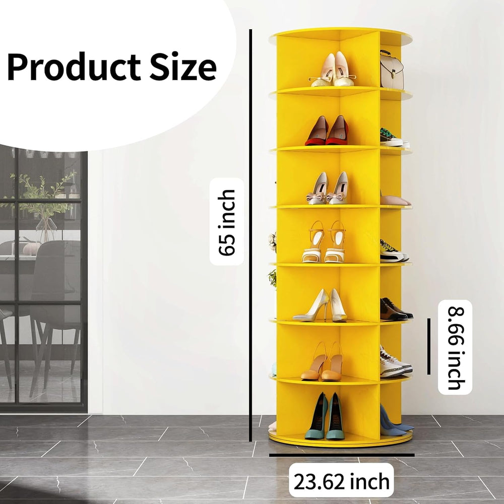 7 Tier Rotating Shoe Rack Tower, Easily Assembled Lazy Susan Shoe Organizer, ...