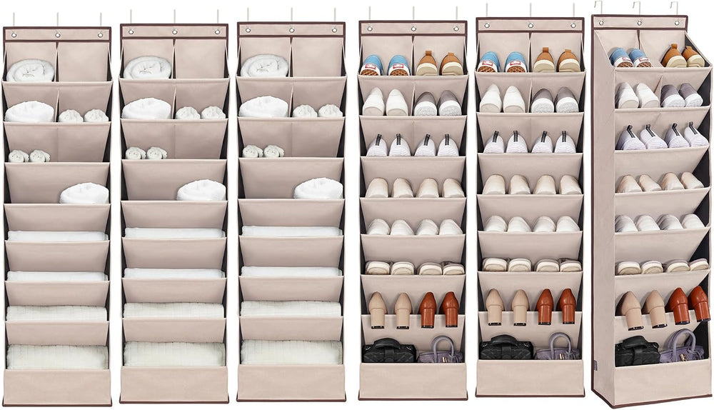 6 Pack Shoe Organizer with 6 Extra Large Pockets and 4 Large Pocket, Over the...