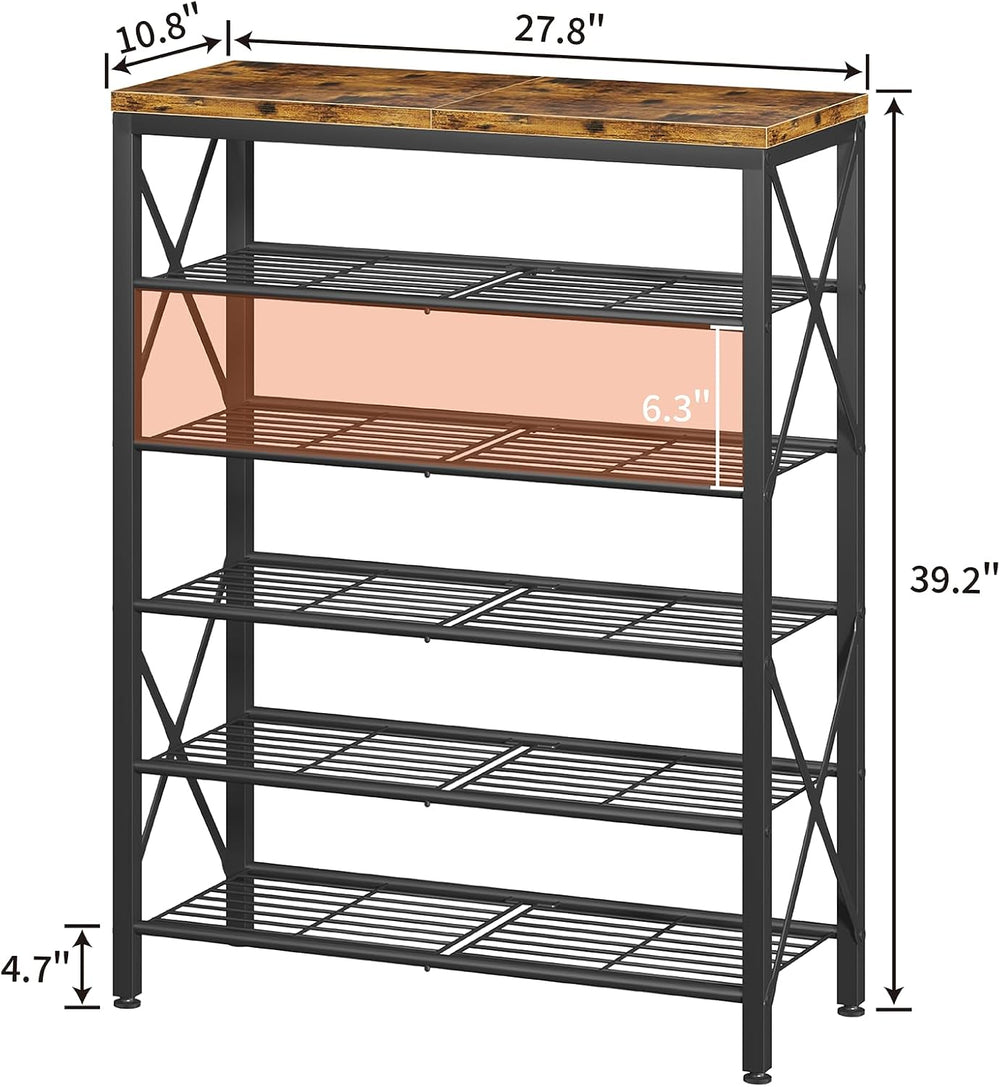 6-Tier Shoe Rack Organizer, Large Capacity Shoe Shelf with Metal Shelves, Hol...