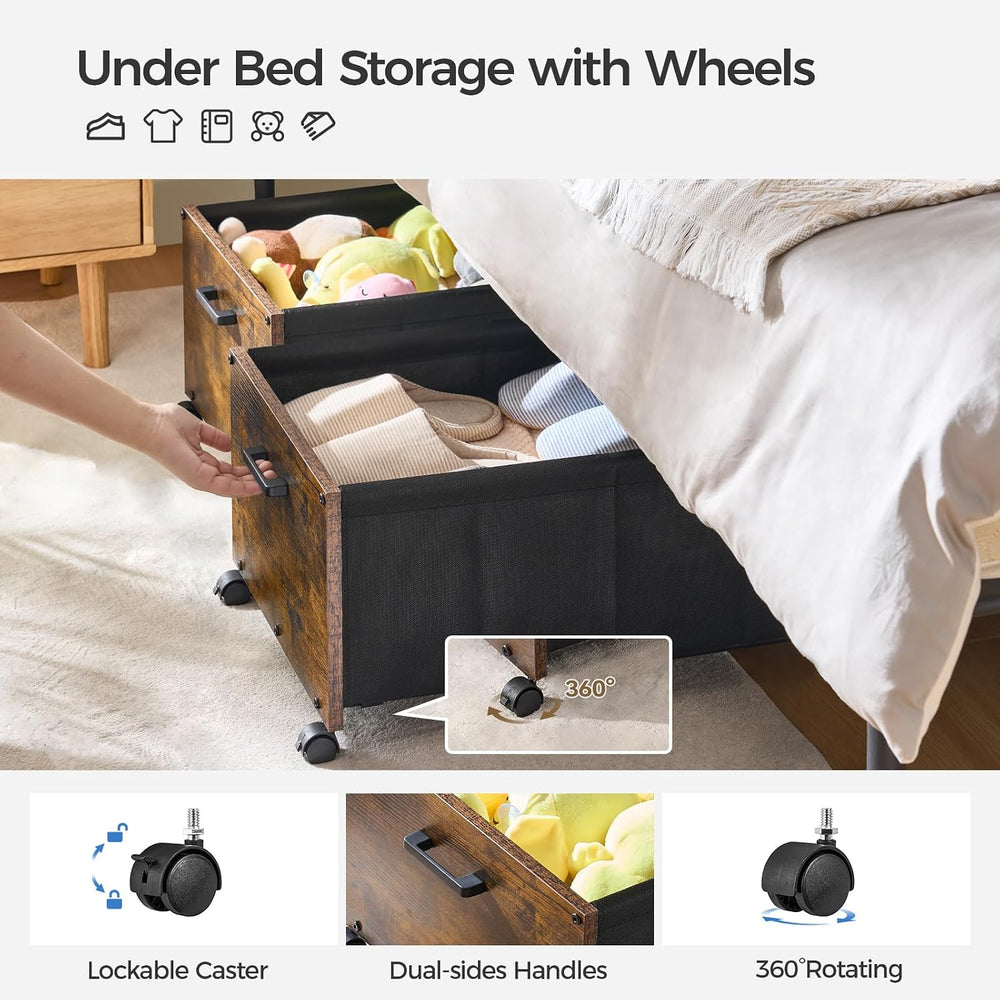 FOUCSSOMEI Under Bed Storage with Wheels, Wooden Under Bed Drawers On Wheels,...