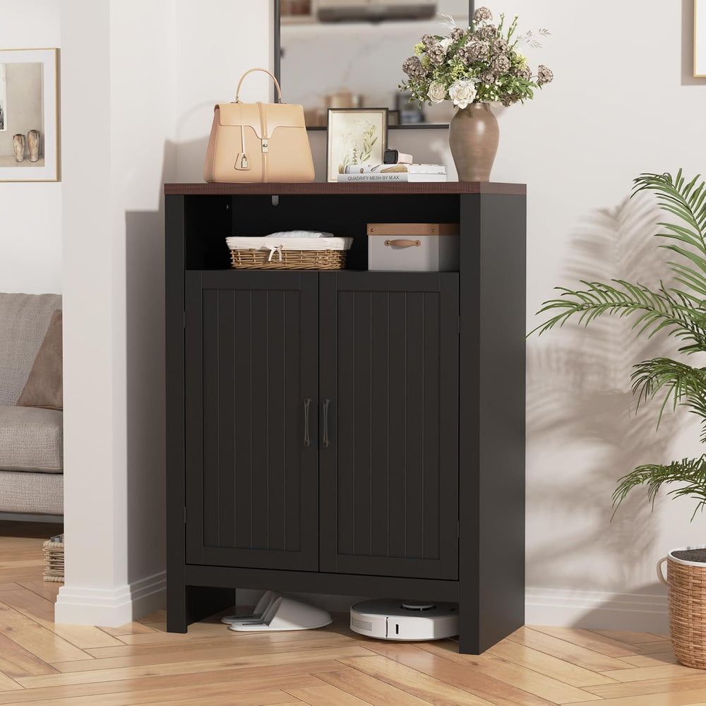MHOM Farmhouse Shoe Cabinet with Doors, 5 -Tier Shoe Storage Cabinet with Adj...