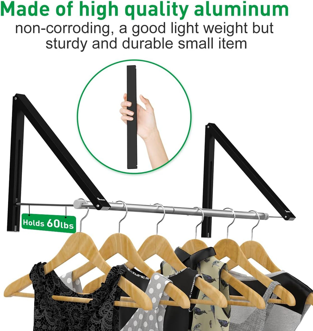 Retractable Clothes Rack - Wall Mounted Folding Clothes Hanger Drying Rack fo...