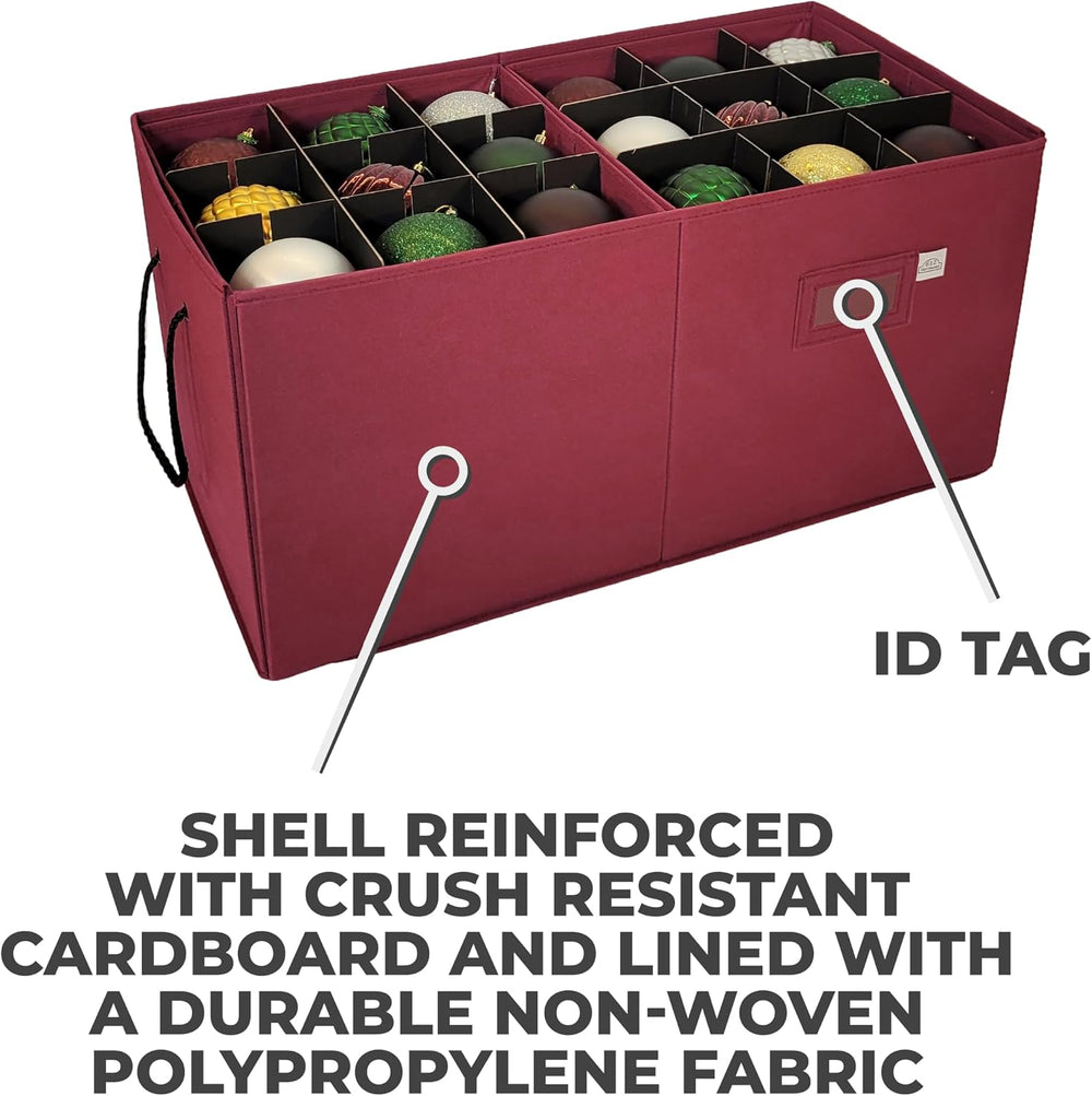 612 Vermont Christmas Ornament Storage Box, Adjustable Acid-Free Dividers
