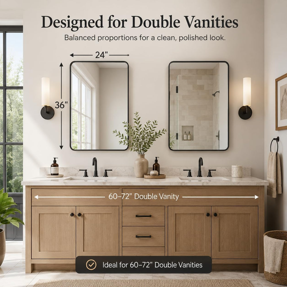 2-Pack Black Bathroom Mirrors for Over Sink 24 x 36 Inch