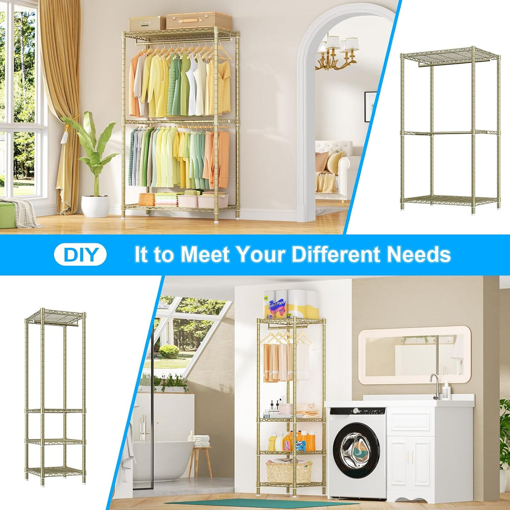 Ulif E10 Clothes Rack（With Stretchable Hanger Rod）Freestanding Clothing Racks...