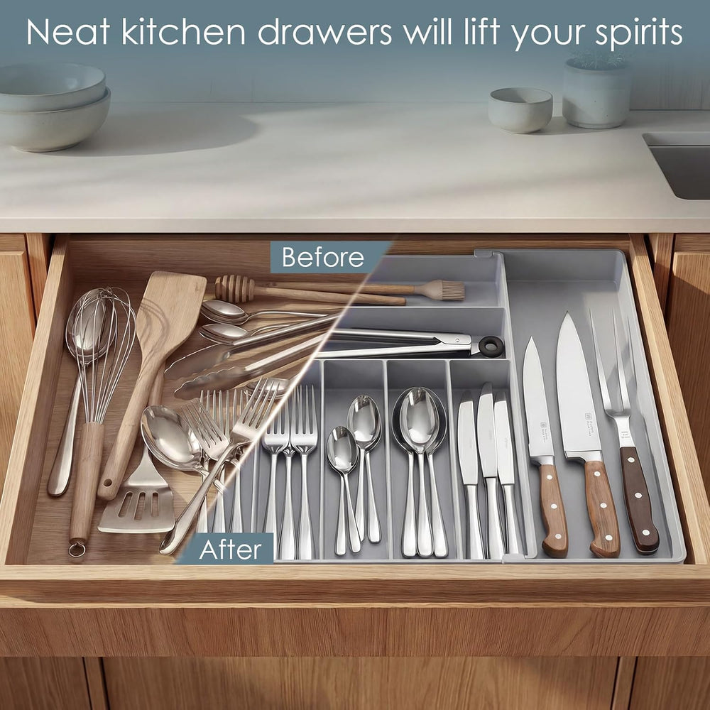 Silverware Drawer Organizer, 9 Slots Expandable Kitchen Drawer Organizer