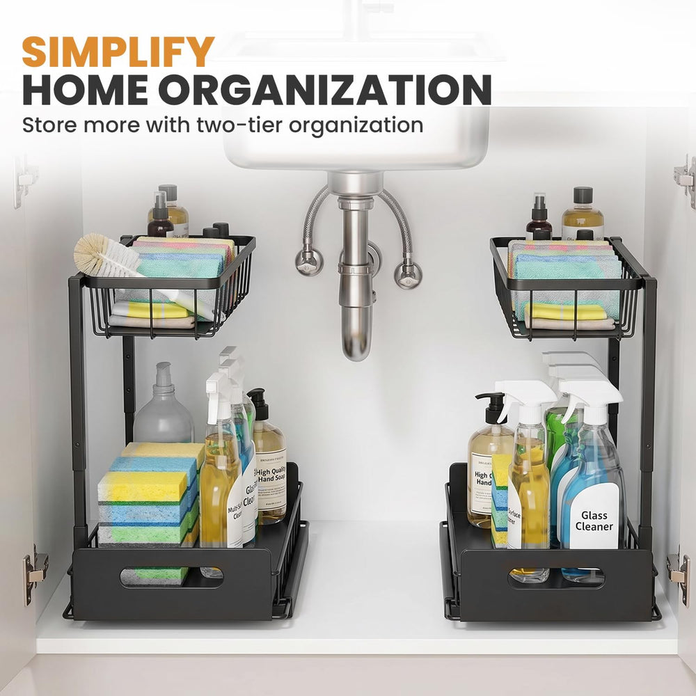 Under Sink Organizer 2 Pack, Slide Out Kitchen Cabinet Organizer.