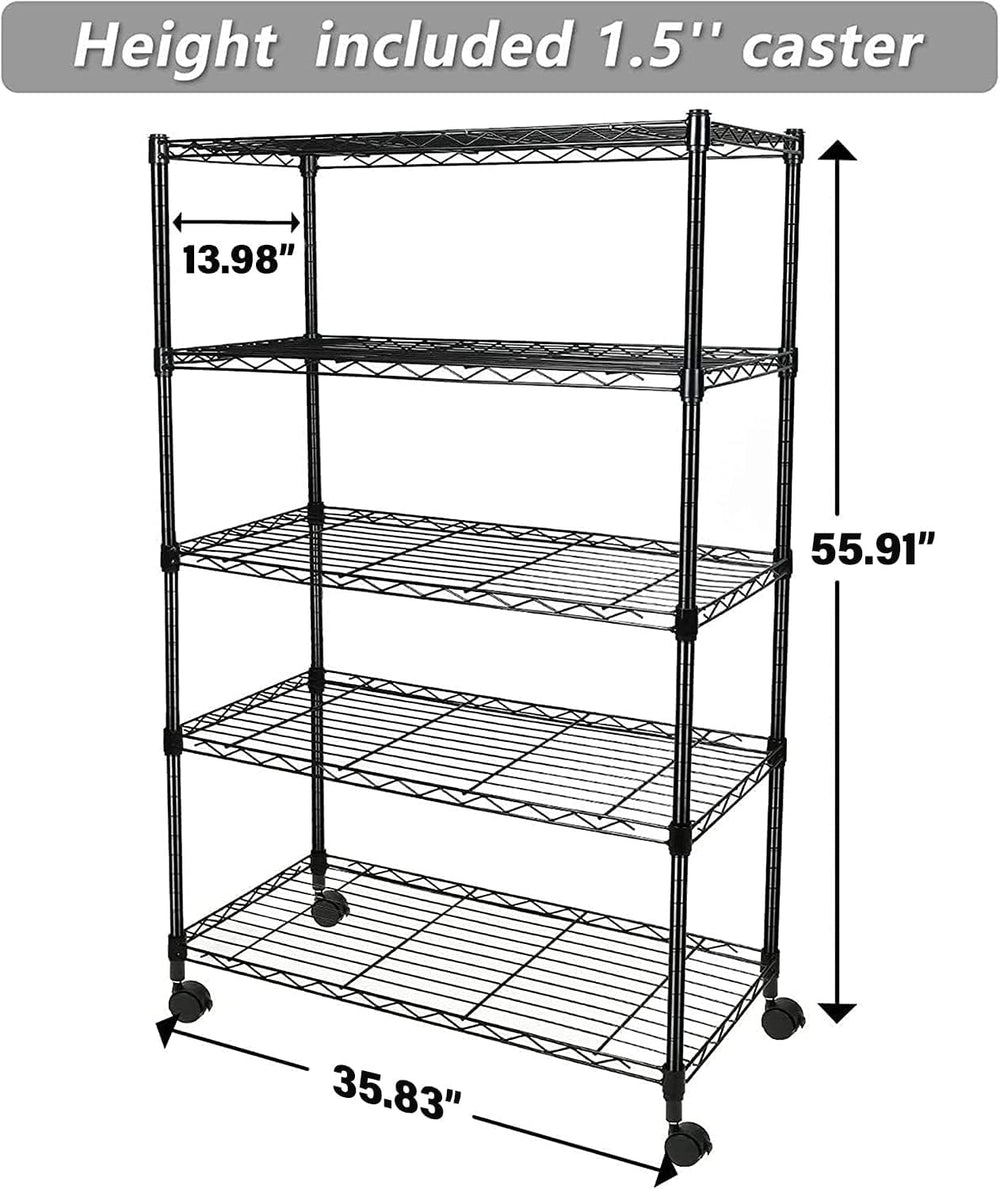 Simple Deluxe Heavy Duty 4-Tier Storage Shelving Unit, 35.83" W x 13.98&...