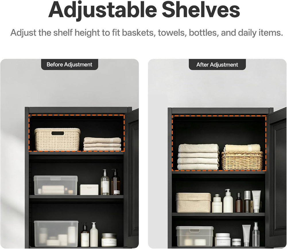 67" Tall Narrow Storage Cabinet, Metal Slim Bathroom Storage Cabinet wit...