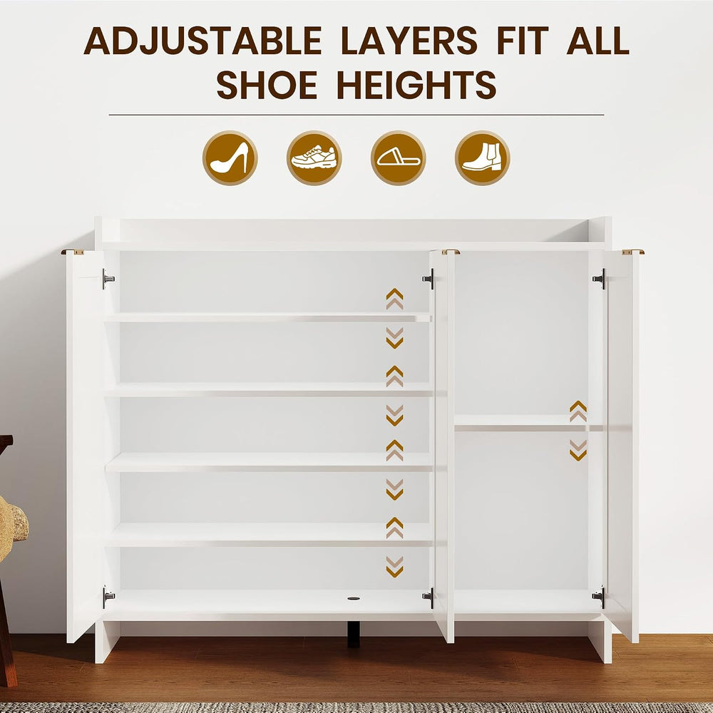 Shoe Cabinet, 41" Tall Rattan Shoe Storage Organizer Cabinet, Adjustable...