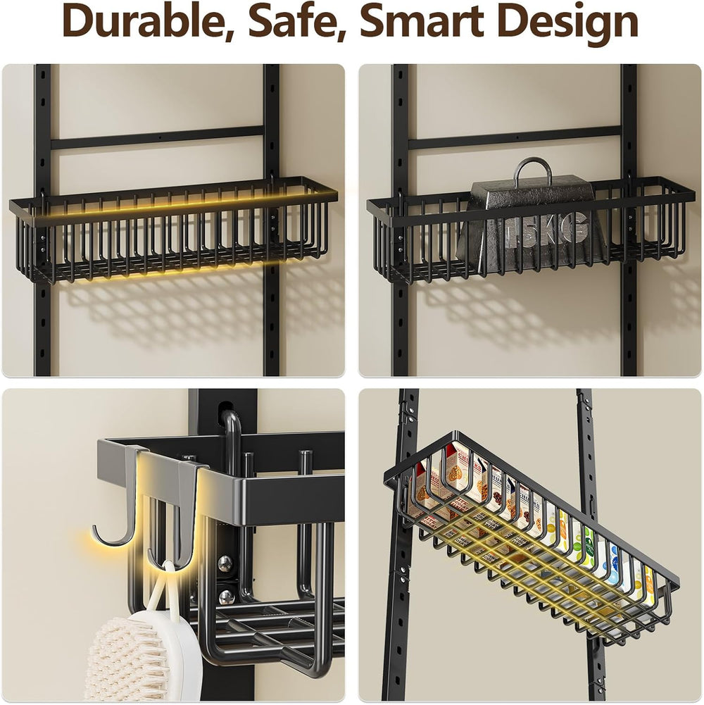 POKIPO 9 Tier Over The Door Pantry Organizer, 2 in 1 Wall Mount or Hanging Sp...
