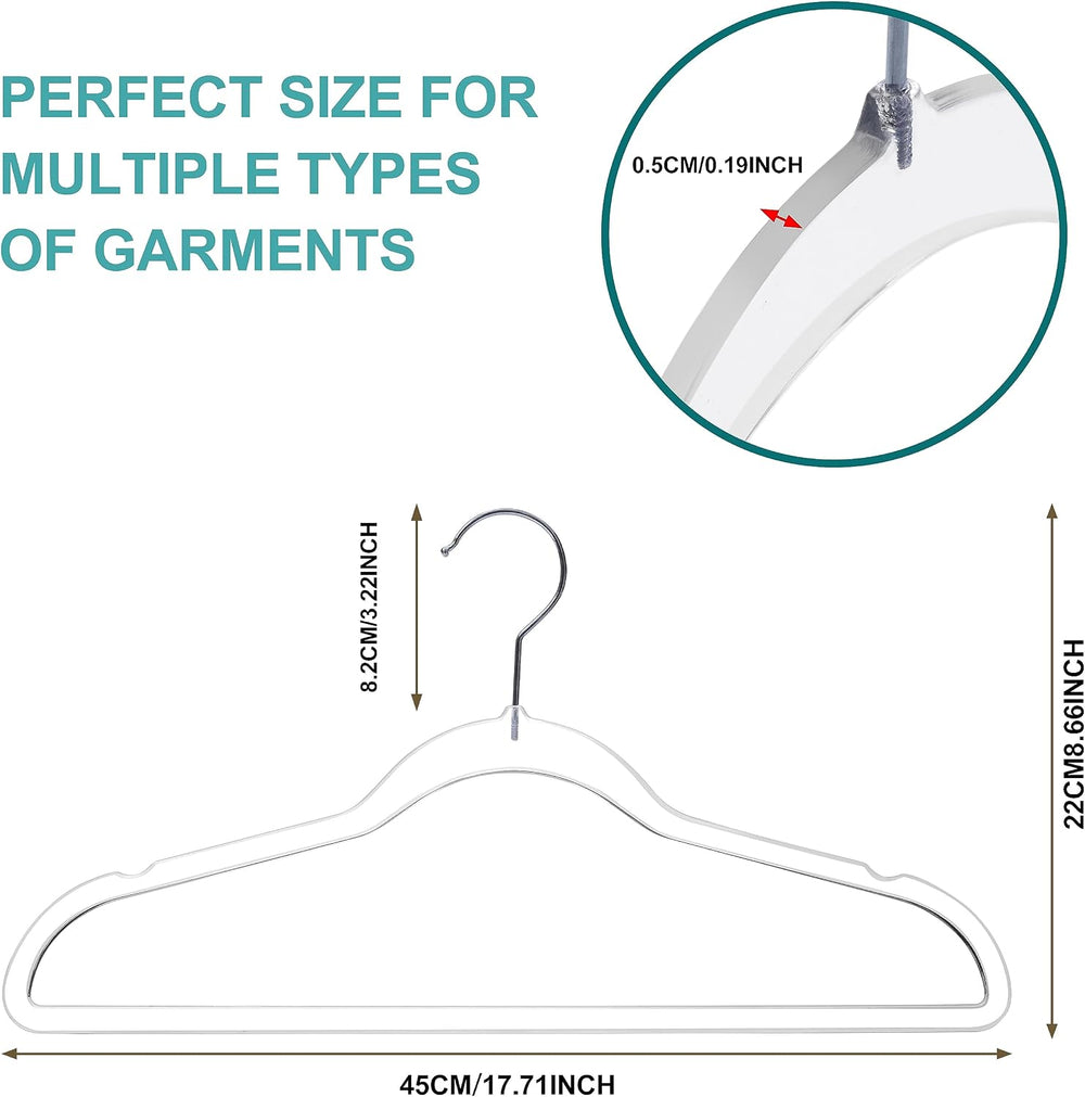 Quality Hangers Clear Plastic Hangers for Clothes | 50 Pack - 17.5 Inch | Hea...