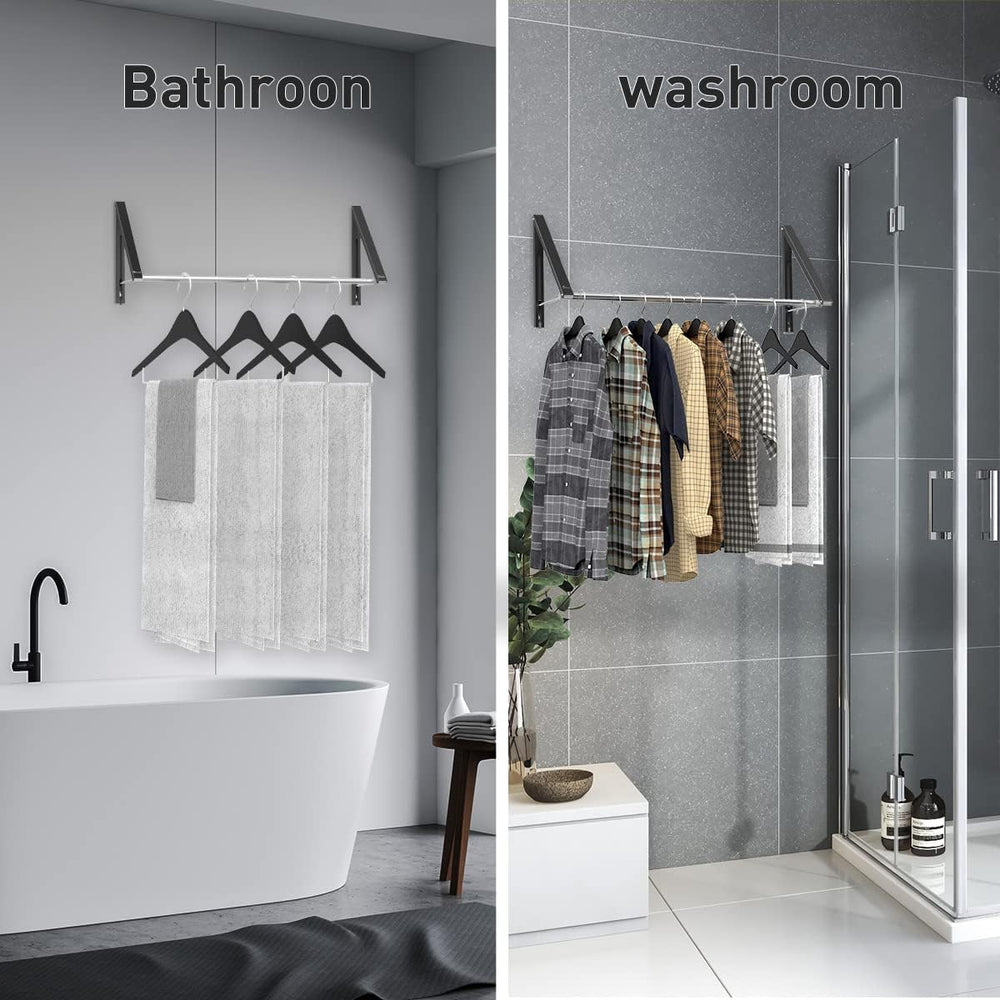 Retractable Clothes Rack - Wall Mounted Folding Clothes Hanger Drying Rack fo...