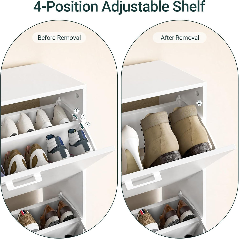 Slim Narrow Shoe Cabinet with 3 Flip Drawers for Entryway, Hallway