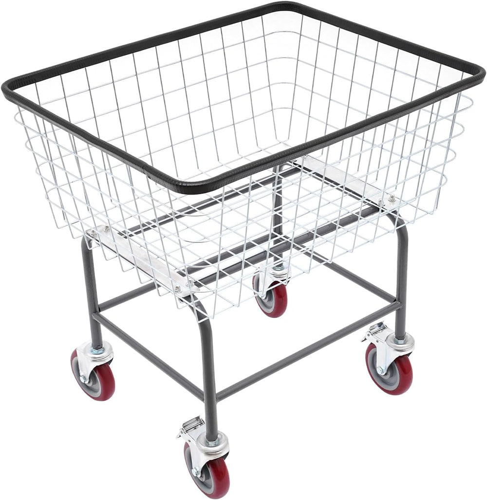 Laundry Cart,Steel Wire Laundry Cart,Laundry Basket With Wheels,Heavy Duty Co...