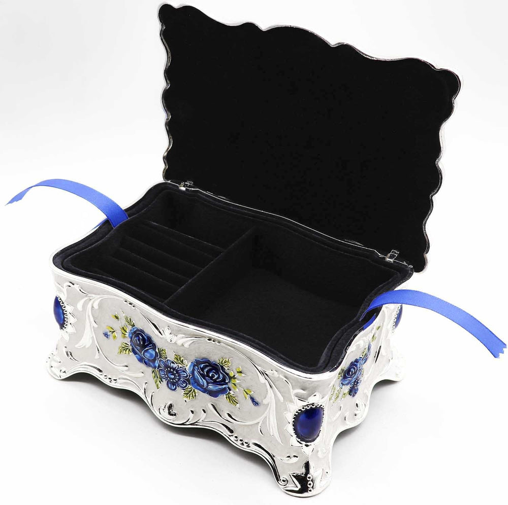 Luxury Vintage Rectangle Metal Alloy Jewelry Box Trinket Organizer Storage Bo...