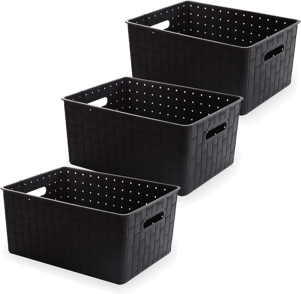 BINO | Plastic Basket, Large - Black | 3 Pack | THE STABLE COLLECTION | Multi...