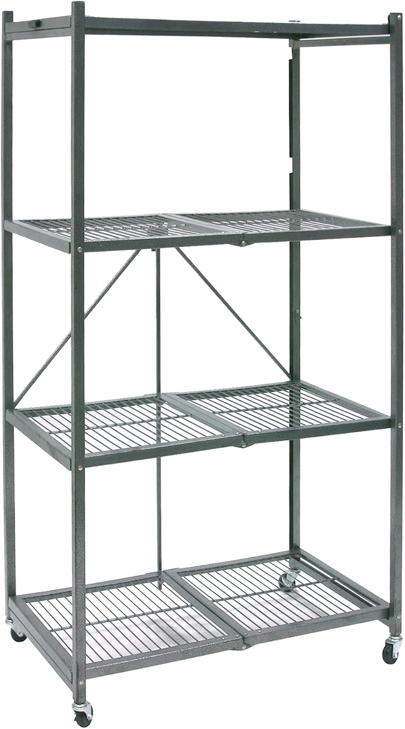 Origami 3-Pack R5 Storage Rack, 4-Tier Heavy-Duty Foldable Steel Shelf with W...
