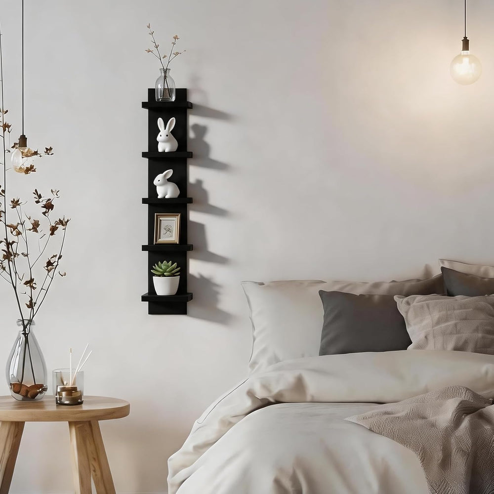 Homaterial Small 5 Tier Wall Shelves, Black