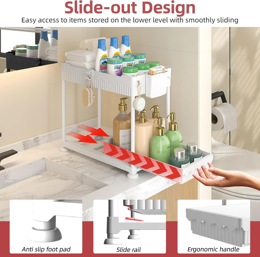 Sevenblue 4-Pack 2-Tier Under Sink Organizer with Pull Out Drawers