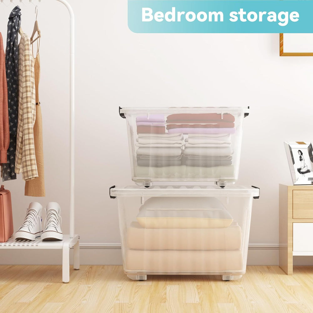 Nazhura 97Quart Plastic Storage Bin, Stackable and Nestable Storage Boxes wit...
