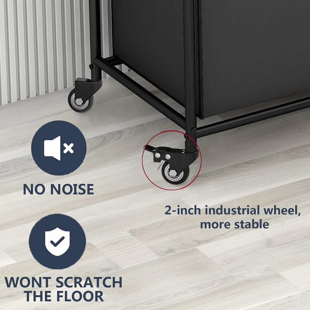 LINZINAR 4 Section Laundry Hamper, Black Laundry Basket 180L Laundry Sorter