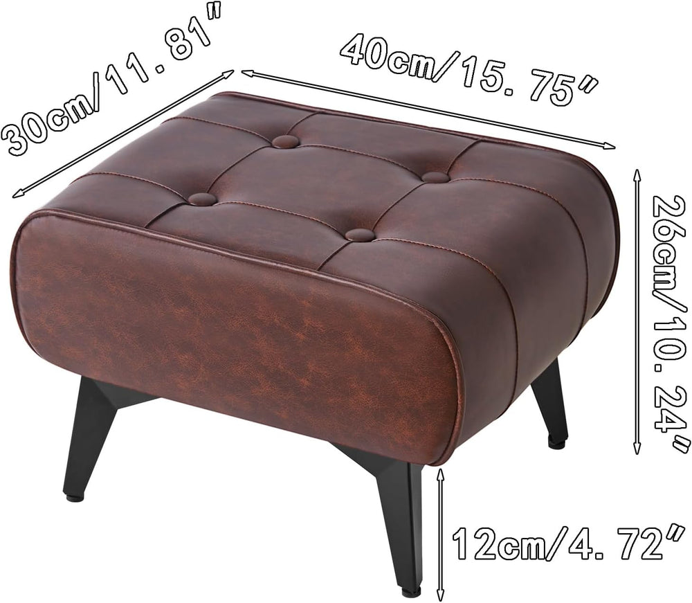YMYNY Ottoman, Foot Stool with Metal Legs, Faux Leather Stool, Pouf Couch Sto...
