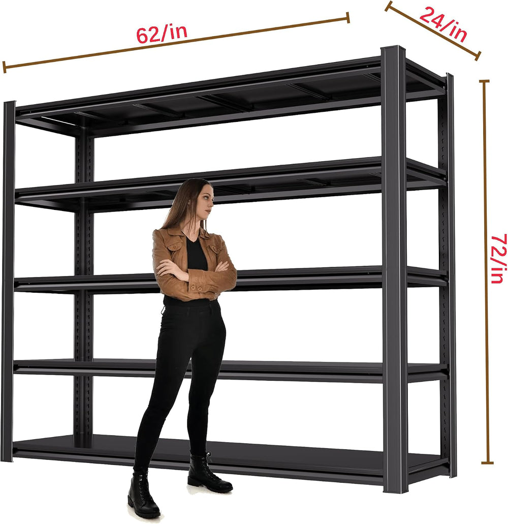 5-Tier Heavy Duty Garage Shelving, 5,000 lbs Capacity Adjustable Metal Storag...
