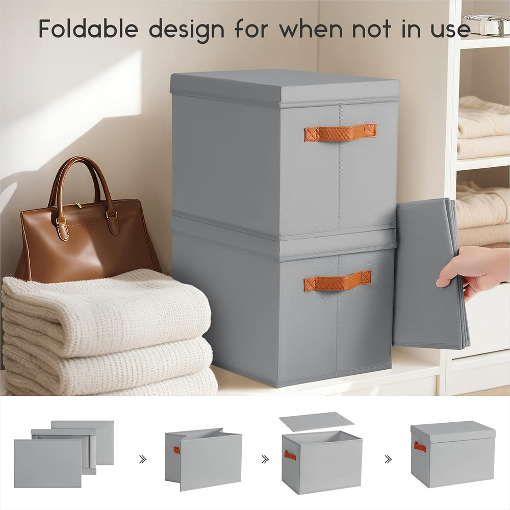 Homsorout Storage Bins with Lids - Large Fabric Closet Bins with Lid, 5 Pack ...