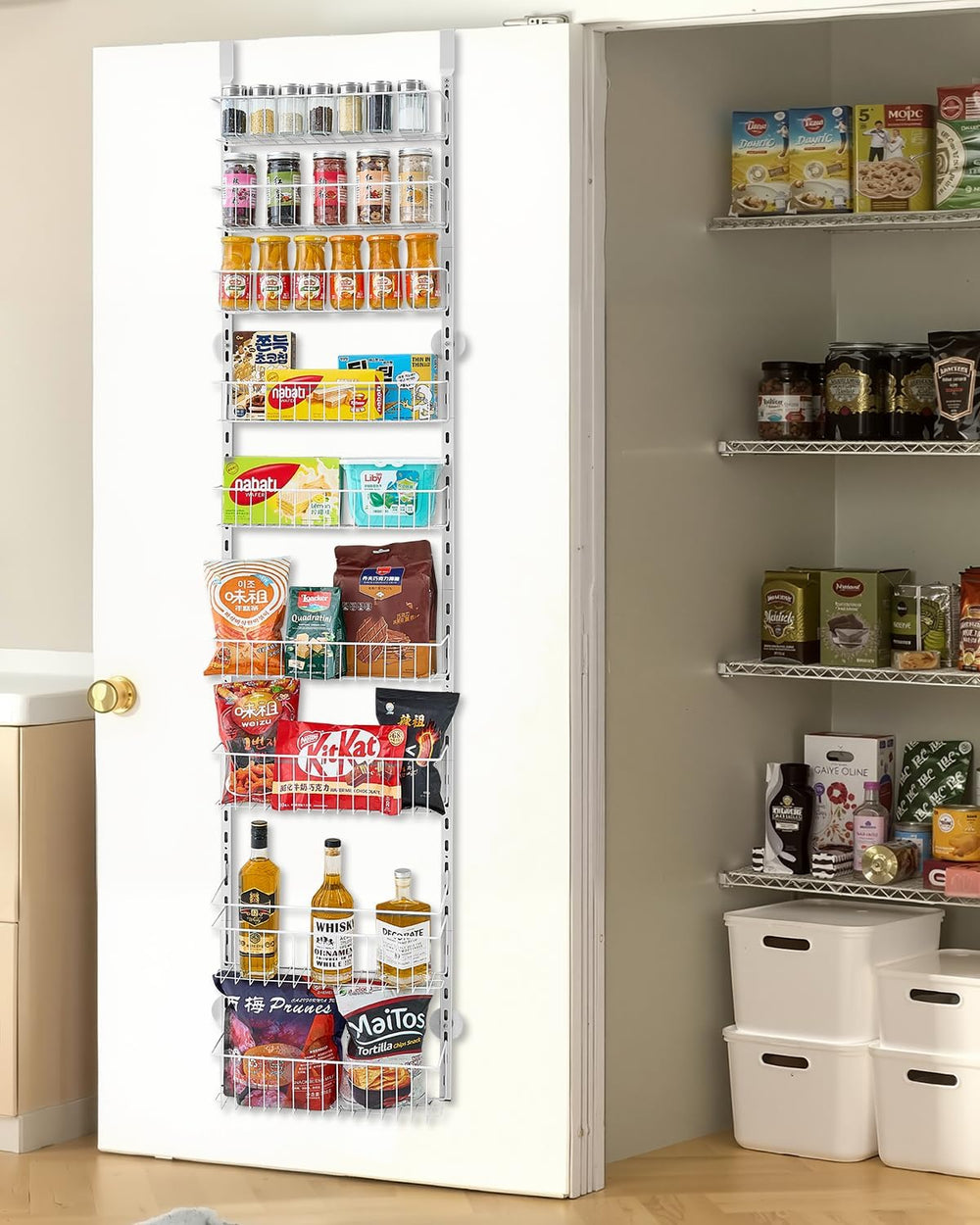 VEVOR Over the Door Pantry Organizer, 9-Tier Pantry Organization and Storage,...
