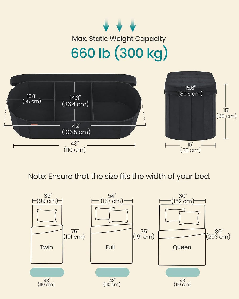 SONGMICS Folding Ottoman with Storage, Oval Bench, Velvet Fabric