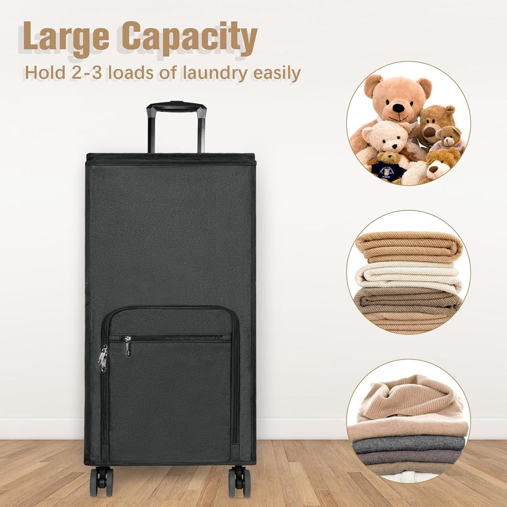 Bukere Extra Large Rolling Laundry Basket with Removable Wheels & Zipper ...