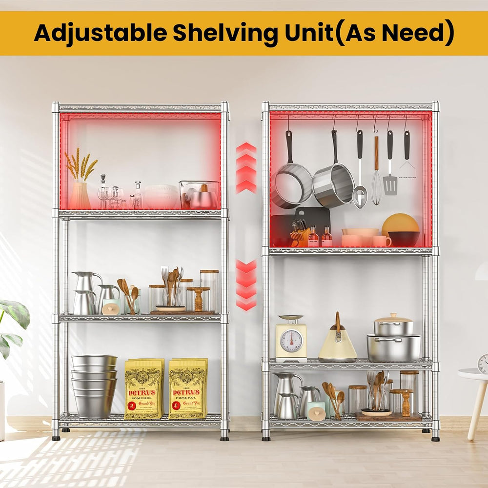 Heavy Duty Metal Wire Shelving Unit Industrial 4-Tier Garage Shelving Adjusta...