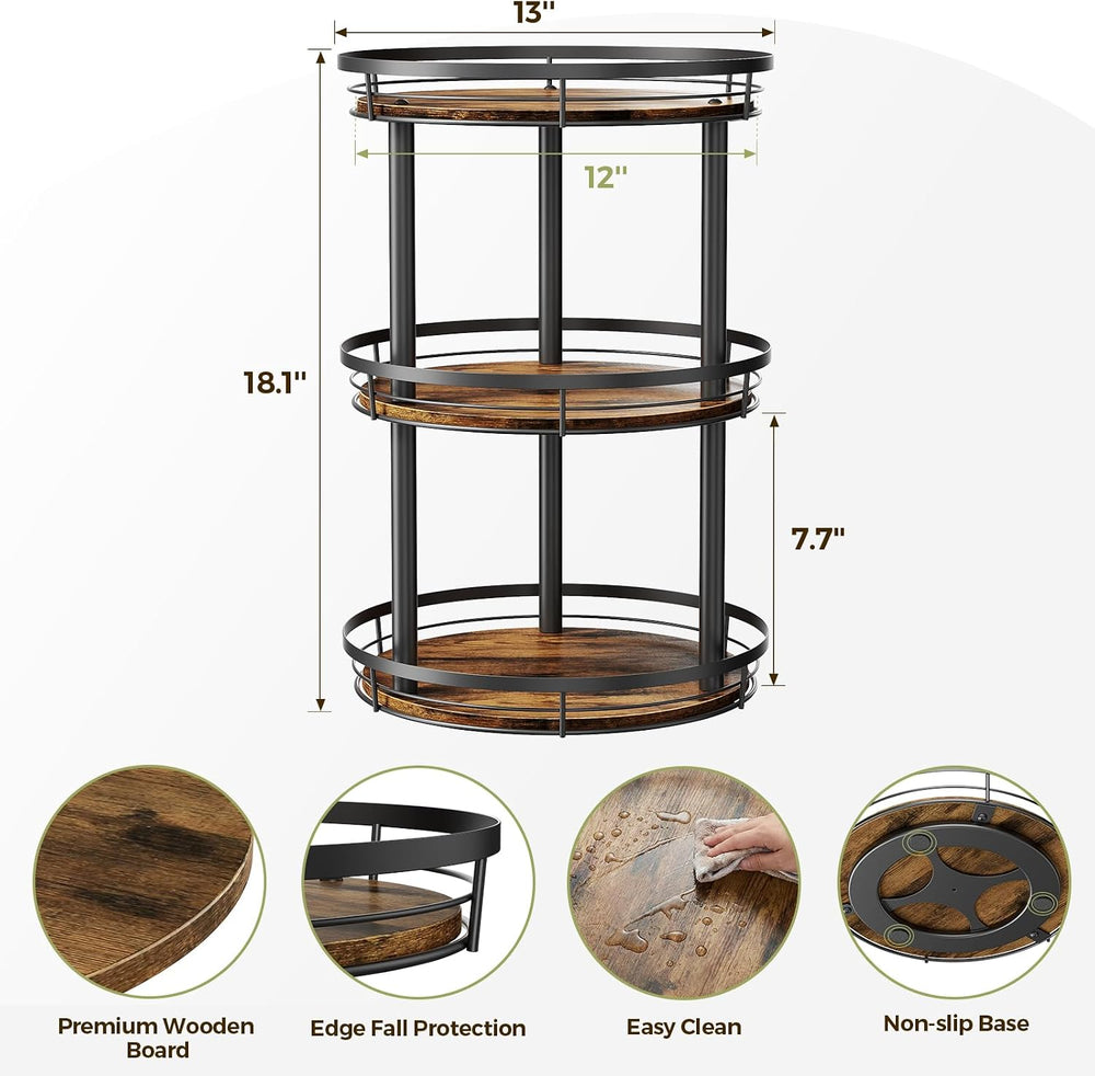 LAMU Rotating Spice Rack Lazy Susan Seasoning Organizer for Cabinet Kitchen