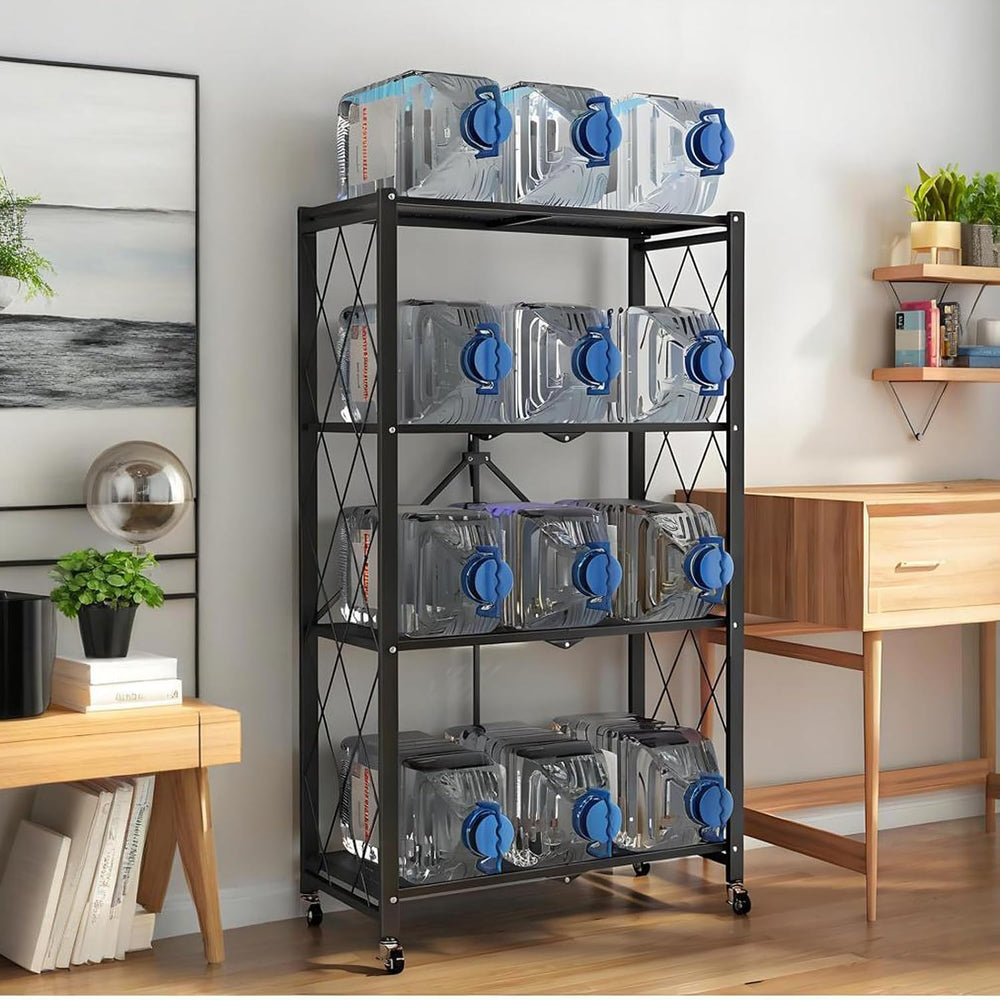 Kitchen Garage Metal Shelves, Storage Shelves Organizer, Foldable Metal Shelv...
