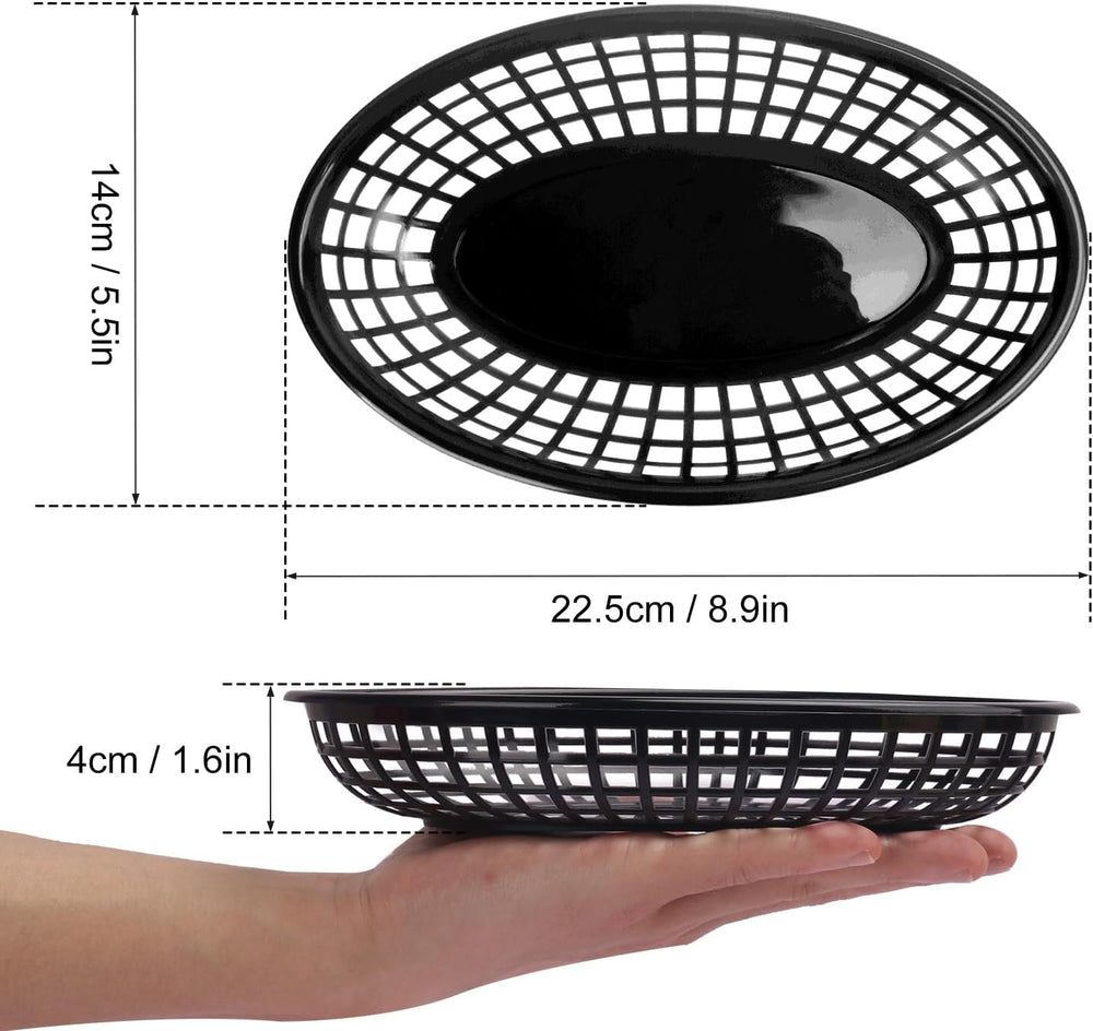 90 Pcs 9 x 5.7 Inch Reusable Oval Fast Food Baskets, Sturdy Plastic Serving B...