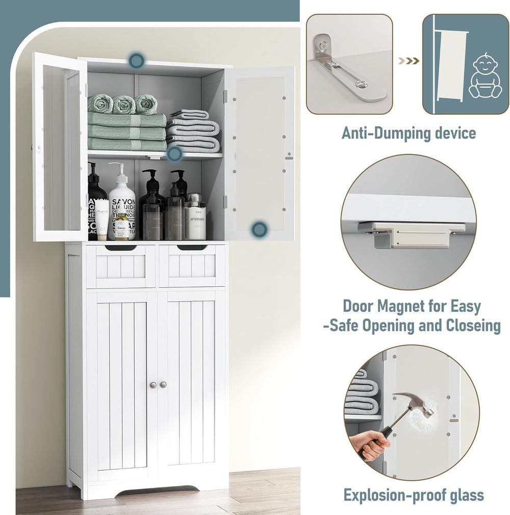 Betterhood 67" Tall Bathroom Storage Cabinet, Freestanding Bathroom Cabi...