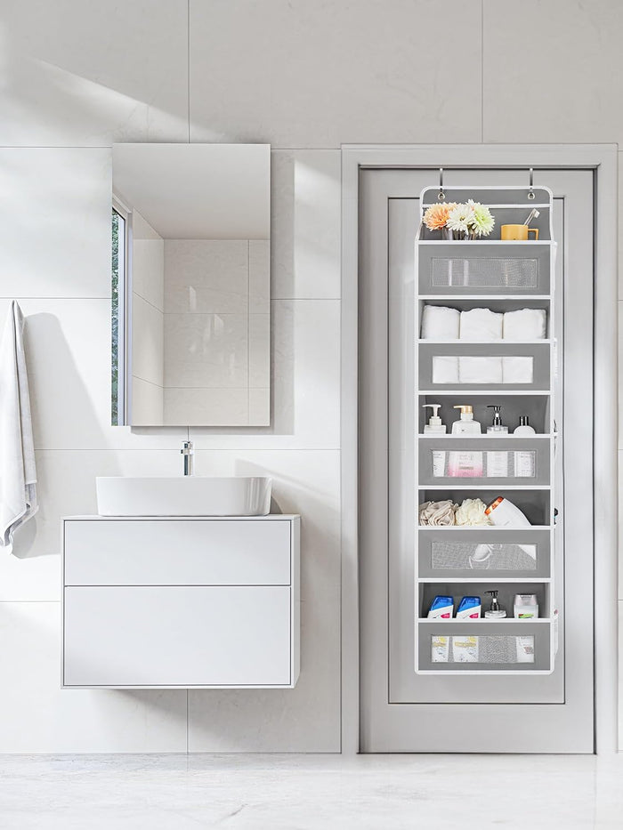 JARLINK Over the Door Organizer for Pantry, Bathroom, 5 Shelf Grey, 2 Pack