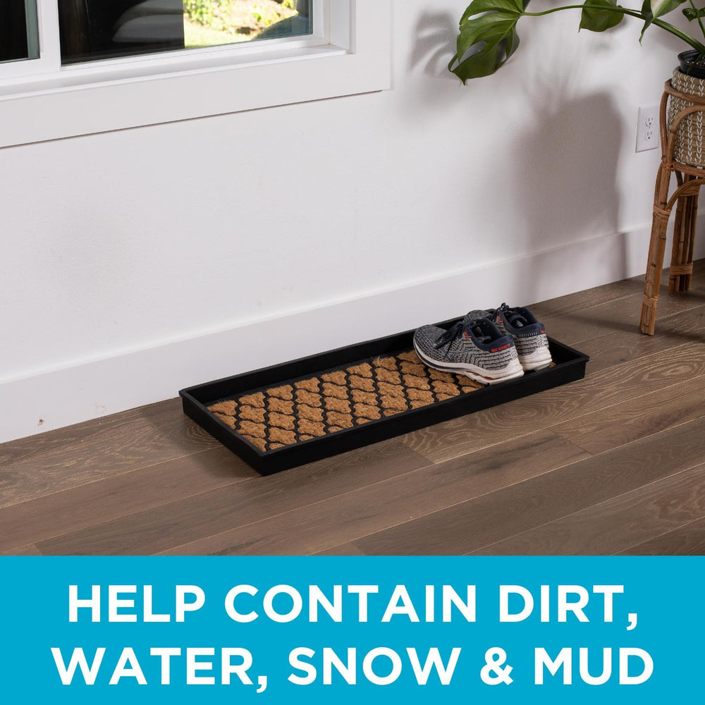 Rubber Boot & Shoe Tray | Coir Insert | 34" x 14" | Waterproof ...