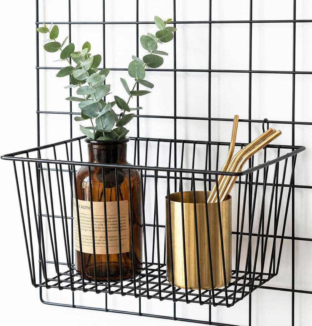 4pcs Hanging Wire Basket Set with S Hooks, 10.8''x7.8''x5.6&#...