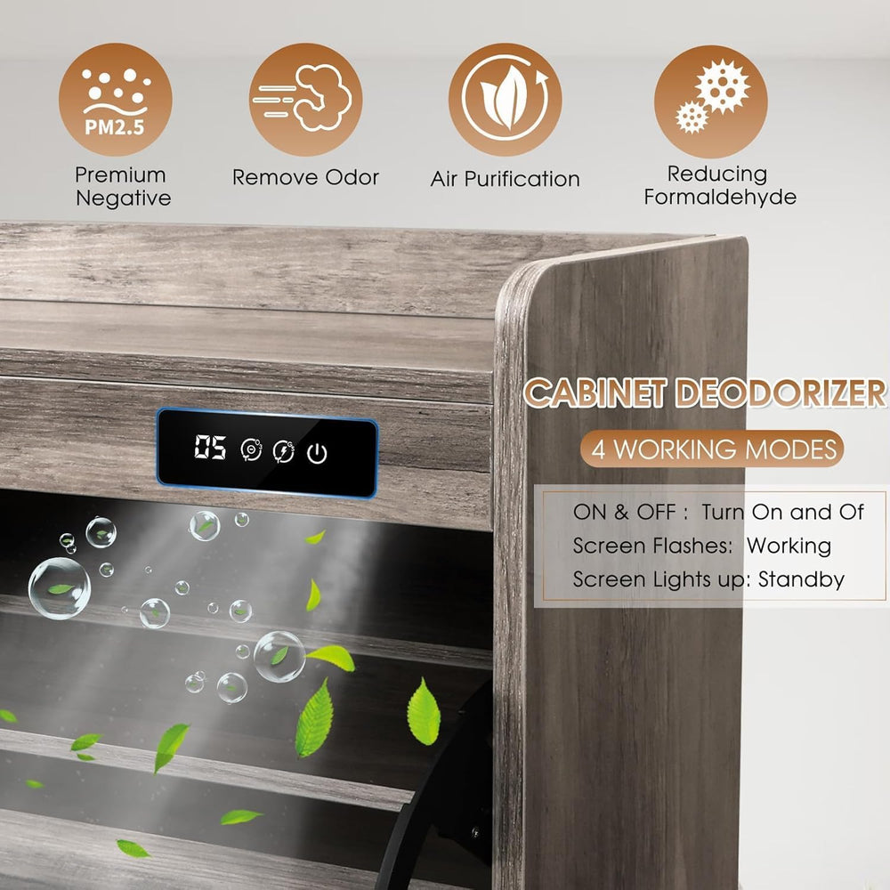 Shoe Cabinet with 2 Flip Drawers & Deodorizer, Shoe Cabinet Storage for E...