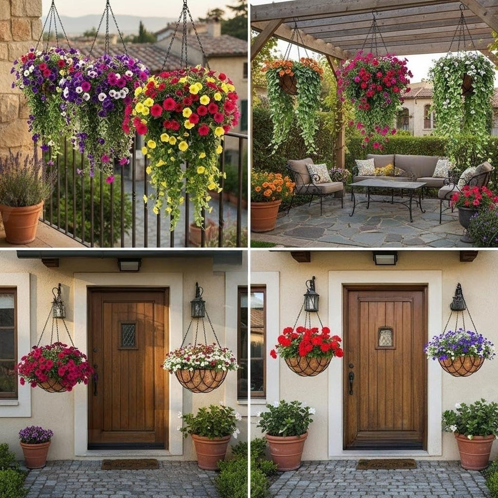 Kingbuy 12 Inch Metal Hanging Planter Basket 2 Pack - with Coconut Fiber Line...