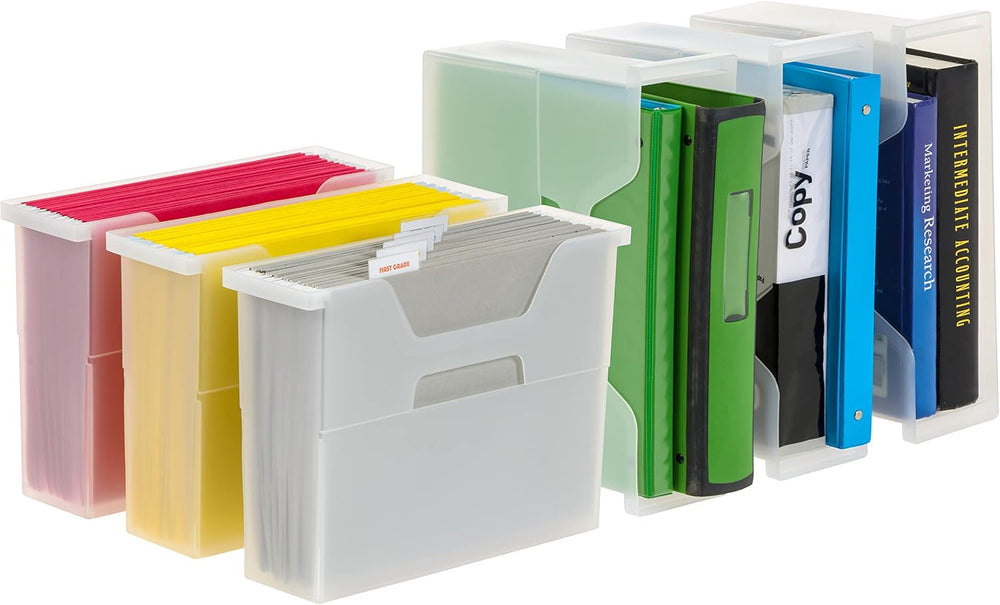IRIS USA 6-Pack Small Desktop File Box with Open Lid, Clear